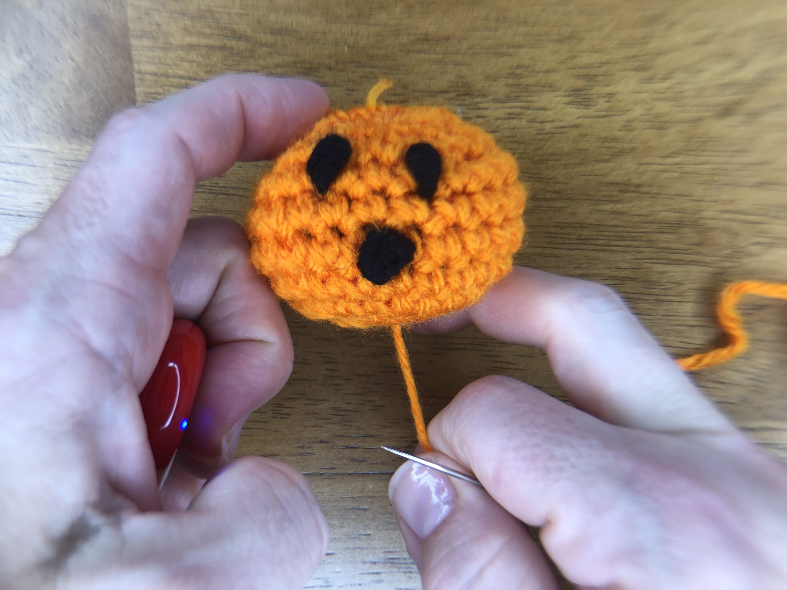 sewing lines on the sides of the baby pumpkin