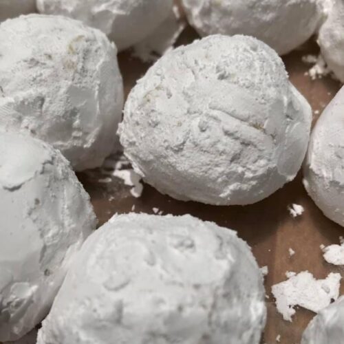 powdered sugar covered butternut ball cookies
